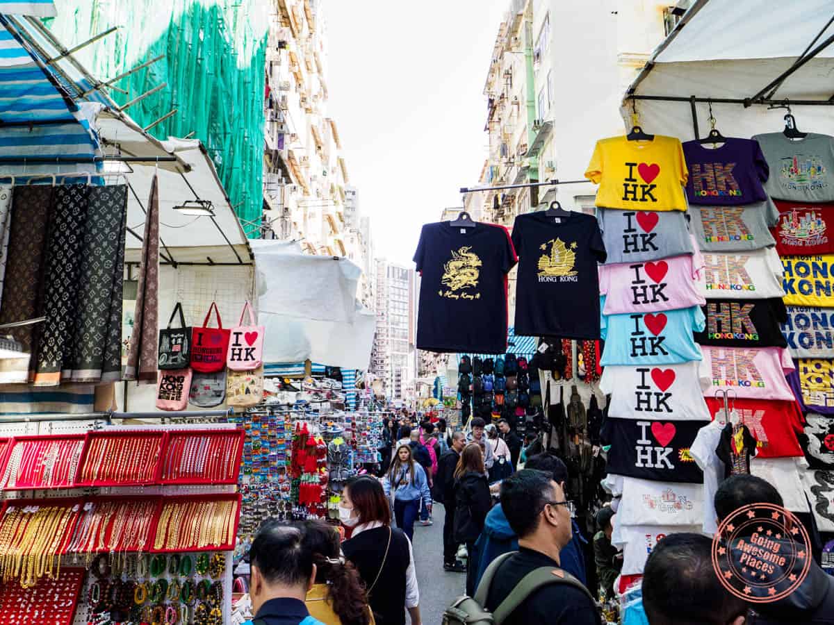 bustling ladies market street in hong kong