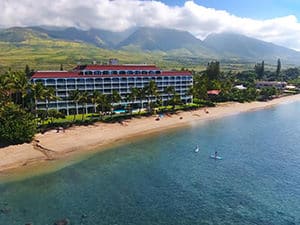 lahaina shores resort in maui aerial