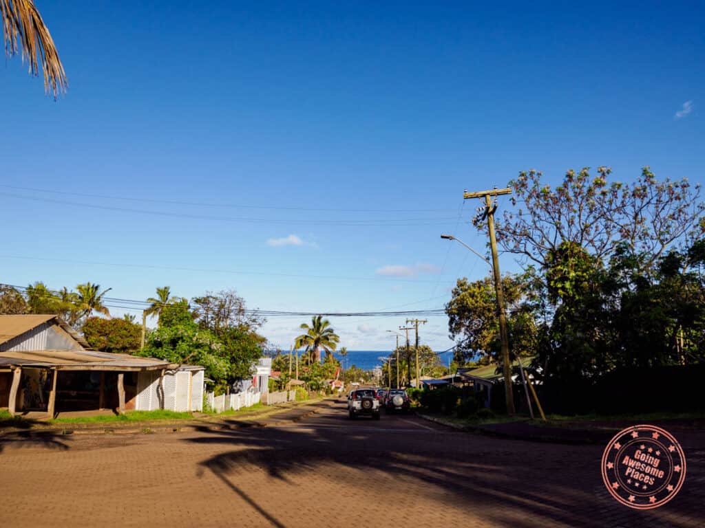 local streets of hanga roa on easter island
