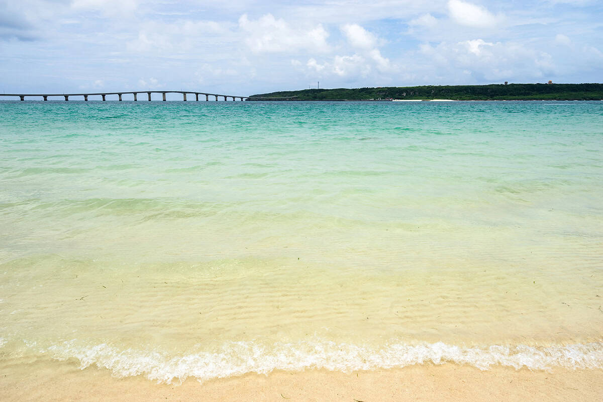 maehama beach and kurima bridge in okinawa