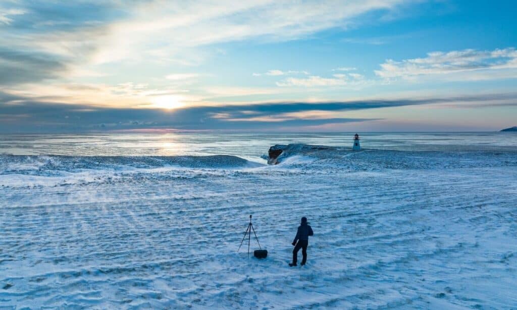 winter extreme cold photography conditions in the magdalen islands quebec canada