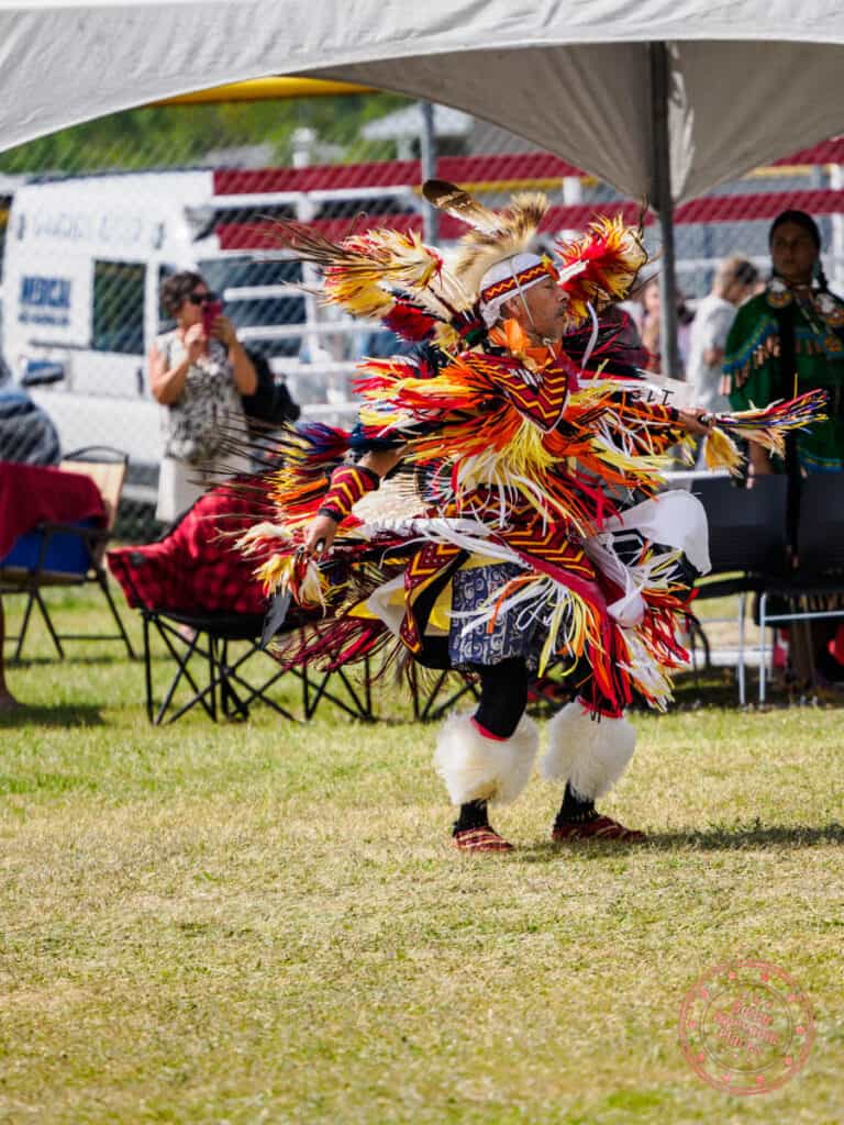 male indigenous dancer garden river pow wow