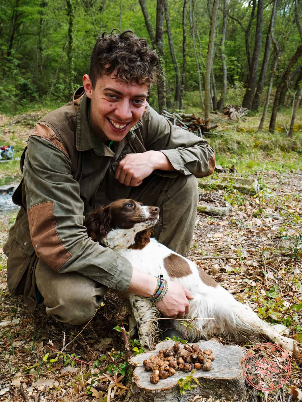 mattia with truffle hunting dog