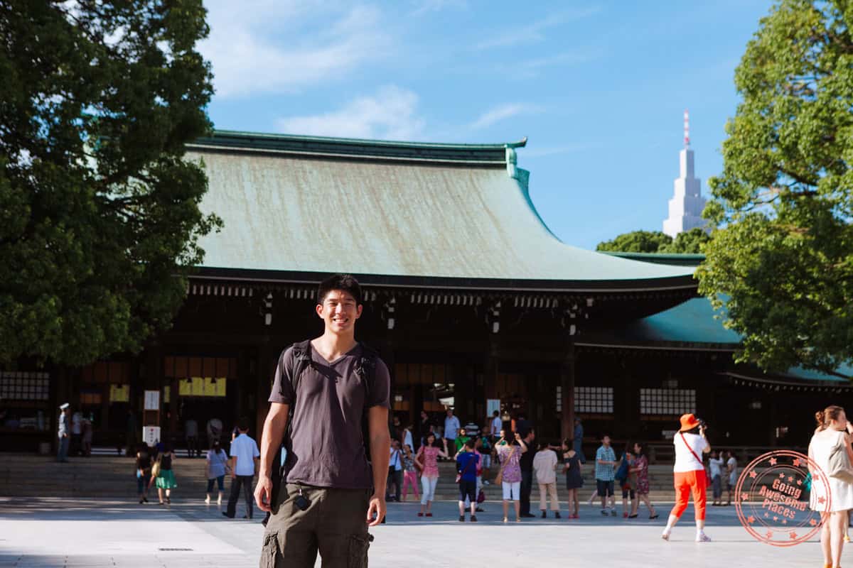 standing in front of meiji shrine