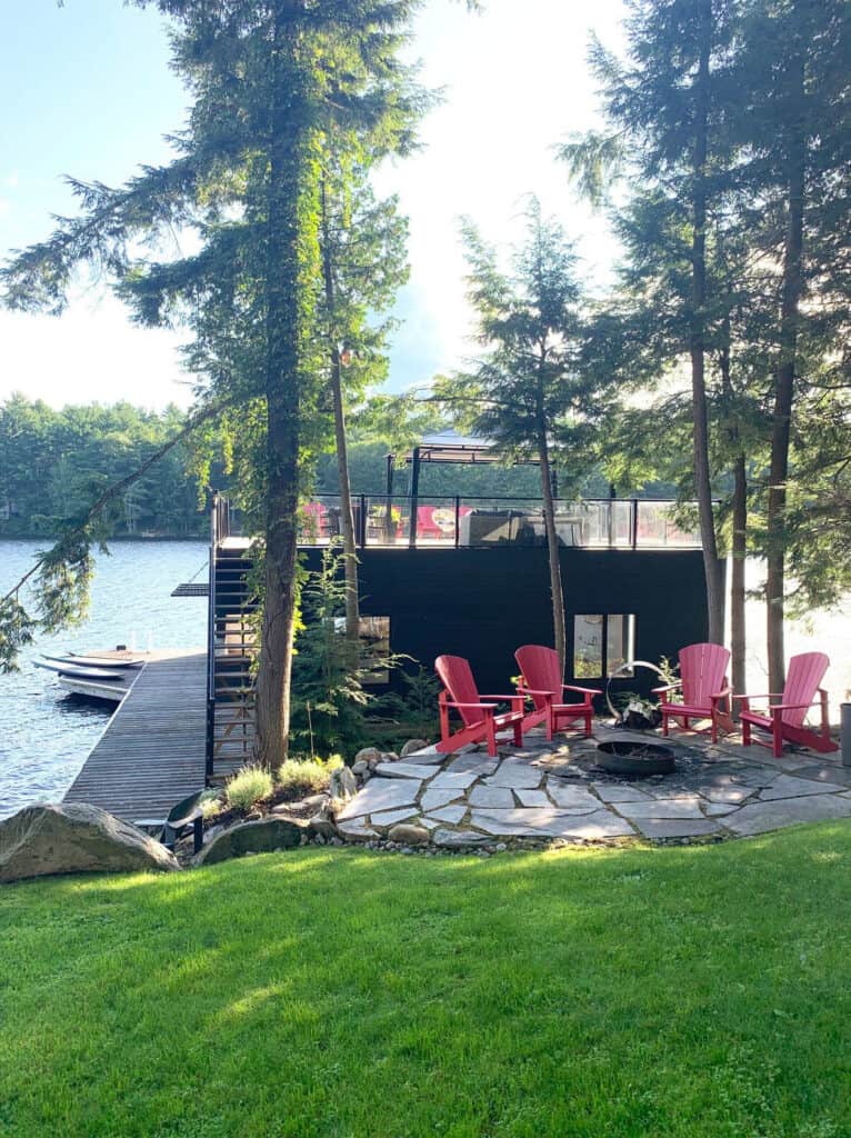 modern lake muskoka cottage boathouse view