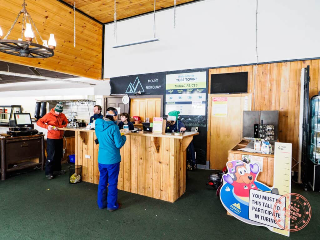 mount norquay tube lodge ticket counter
