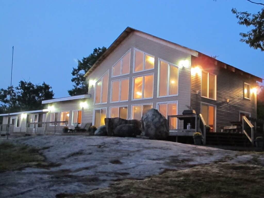 muskoka island cottage on kahshe lake exterior landscape