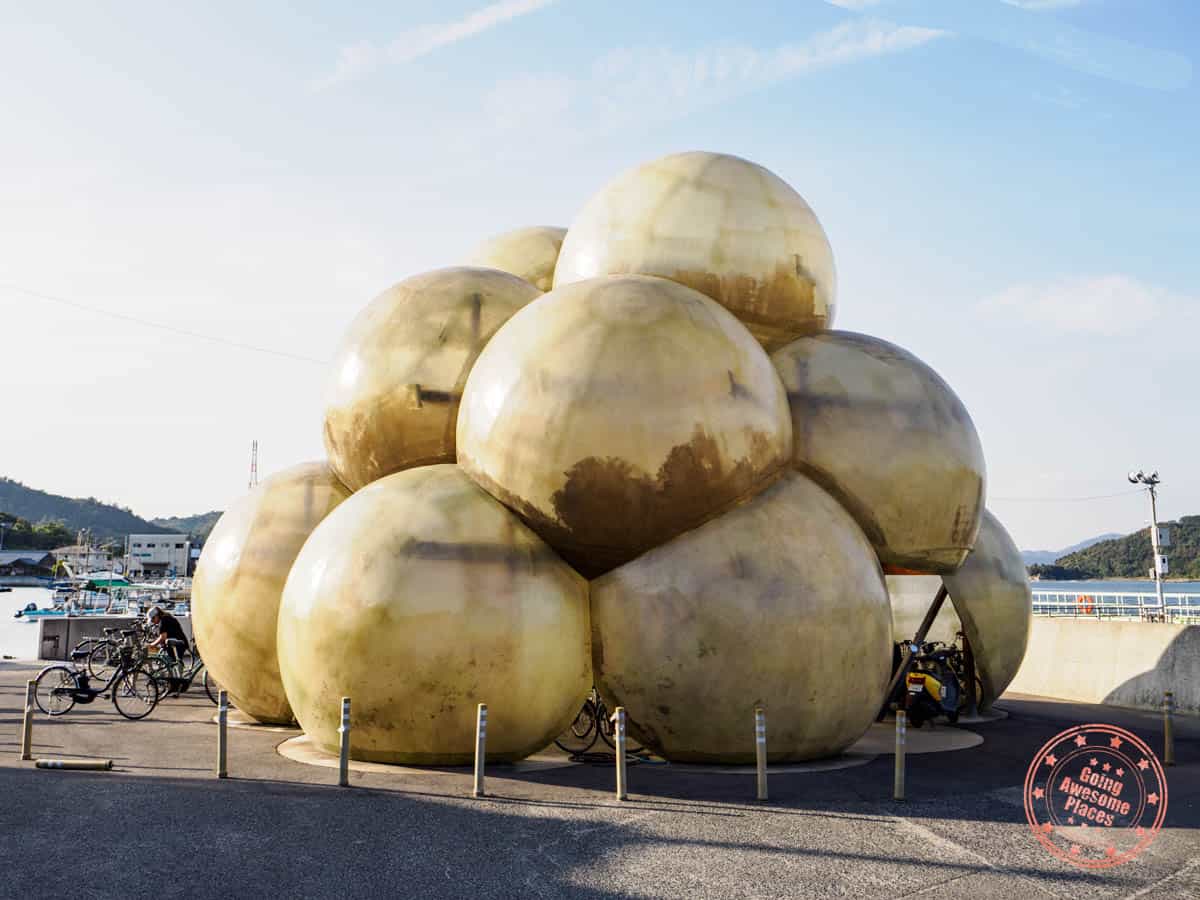 naoshima port terminal in honmura bike stand art by kazuyo sejima and ryue nishizawa