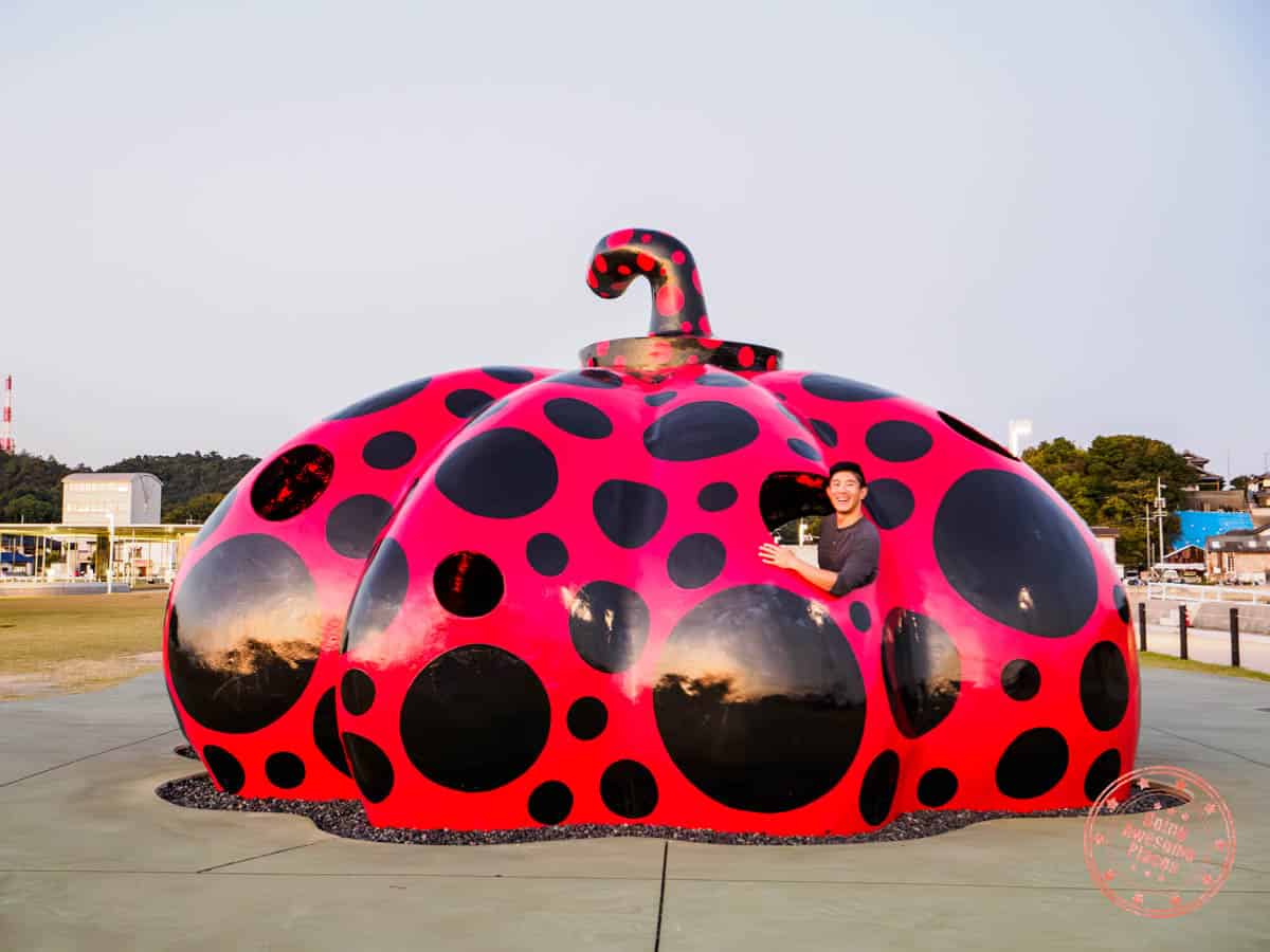 naoshima red pumpkin in 12 day shikoku itinerary