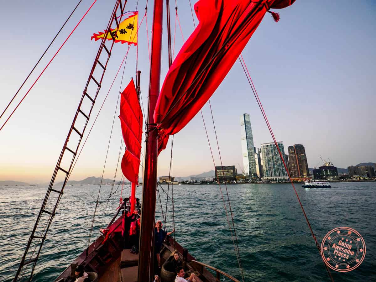 view from onboard the aqualua red junk boat