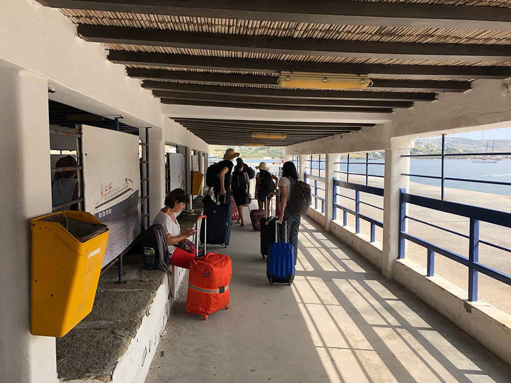 inside paros waiting area for ferry