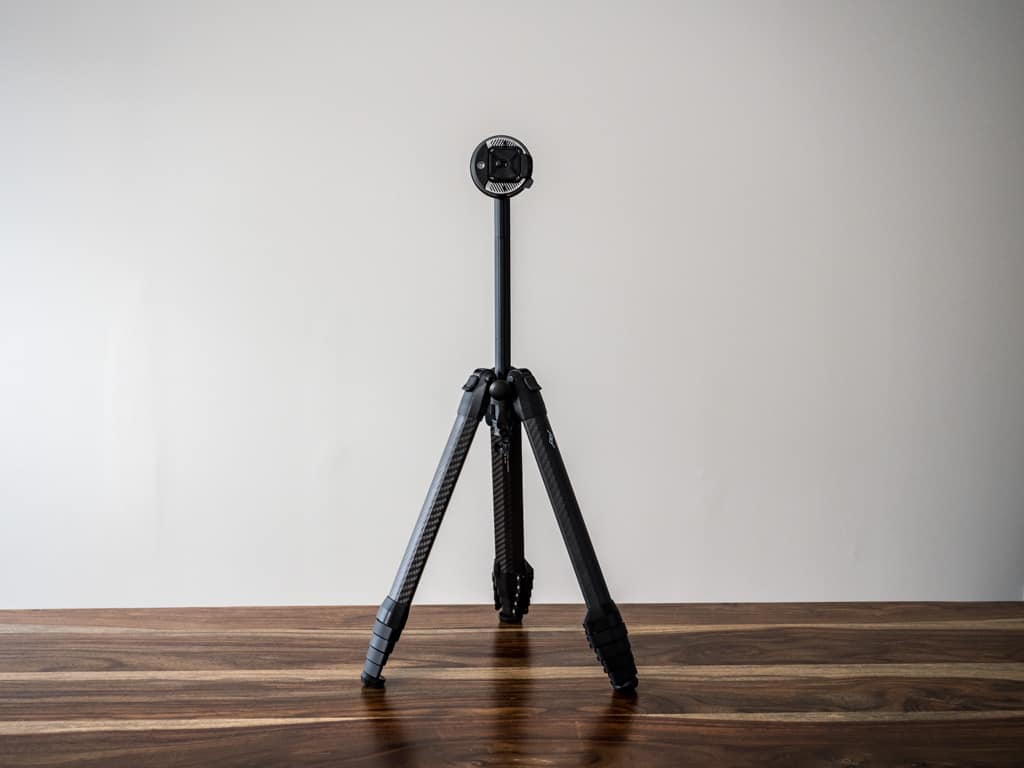 peak design travel tripod on table