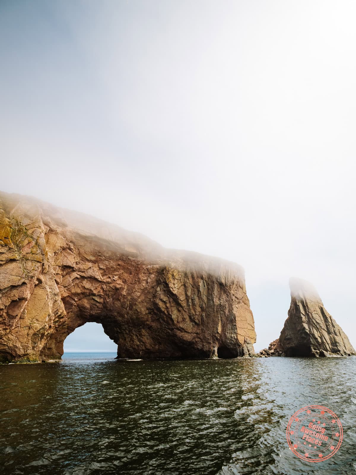 close up of perce rock from boat excursion