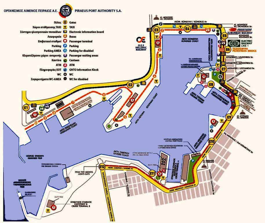piraeus port cruise terminals and gates map