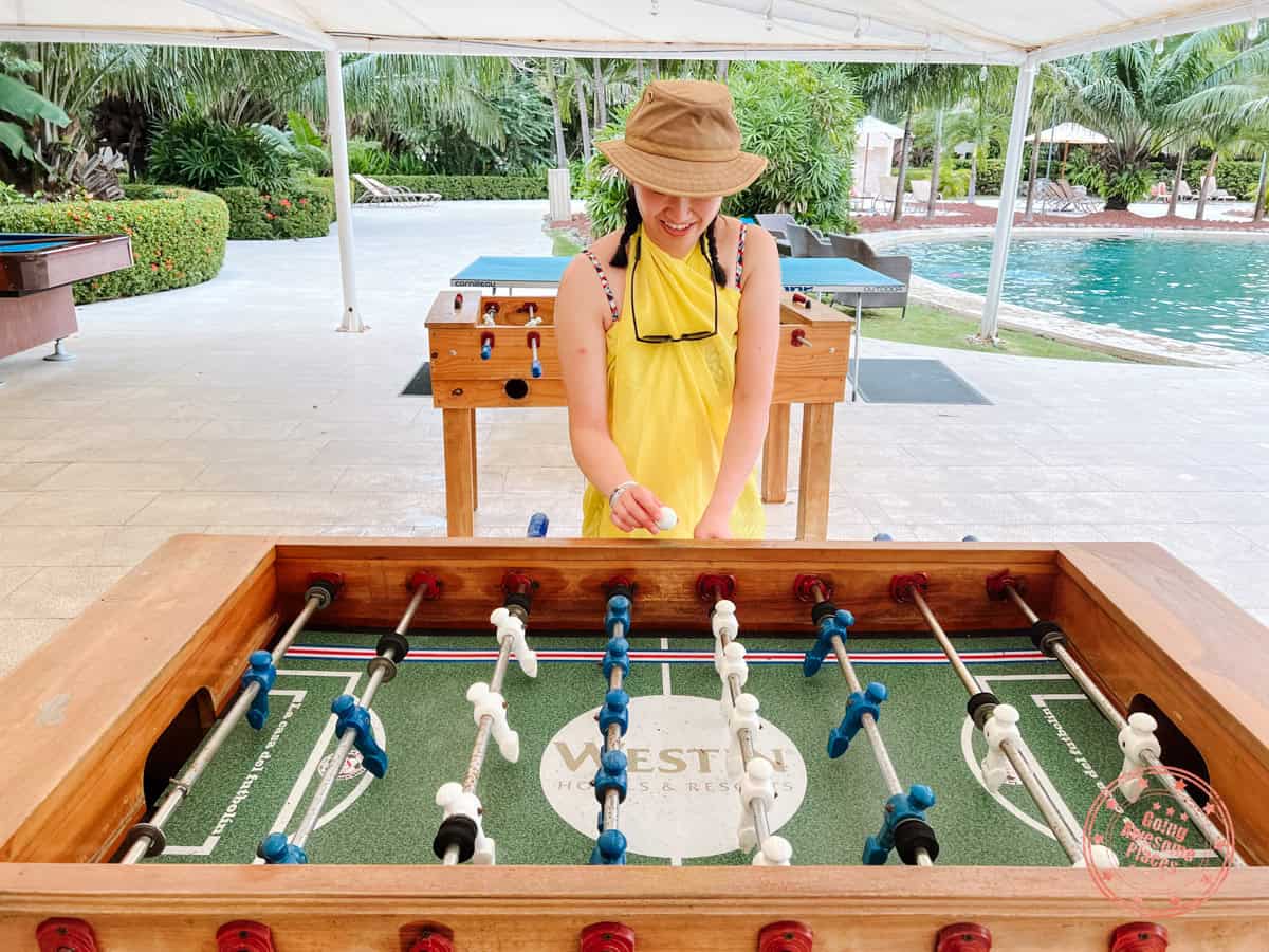 playing fooseball at westin reserva conchal