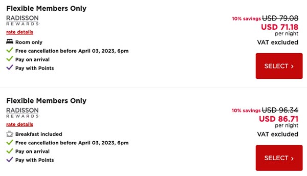 radisson members only discount example