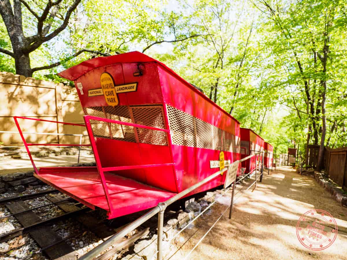 red classic marvel cave tram
