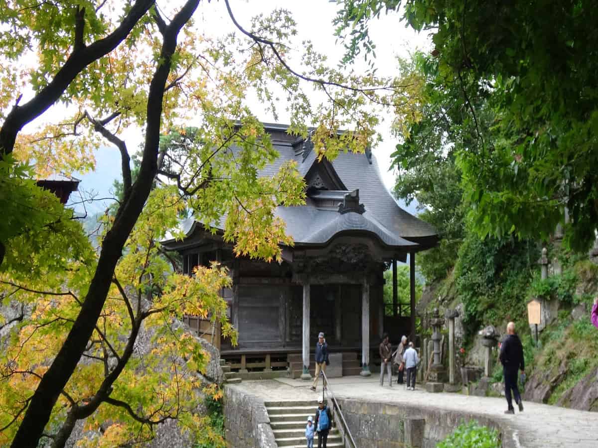 risshaku-ji temple set within the trees