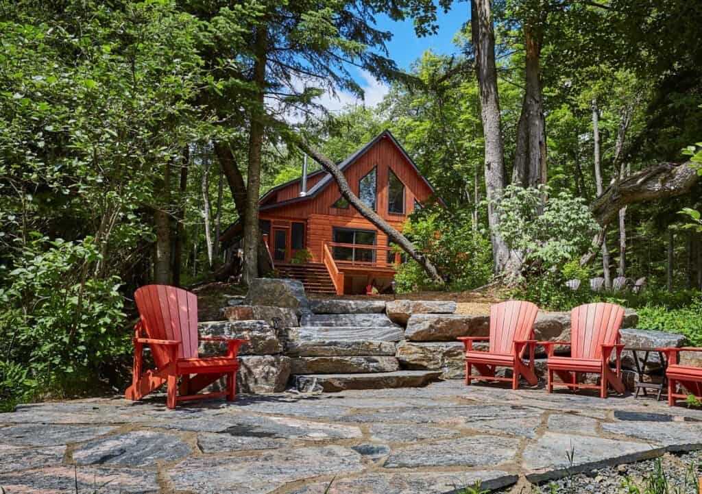 riverside log home airbnb muskoka cottage exterior