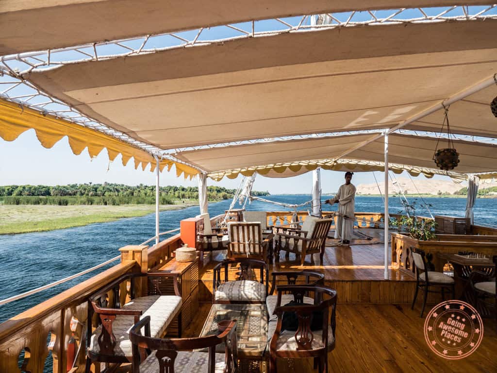 sailing nile in dahabiya cruise top deck in 10 day egypt itinerary 