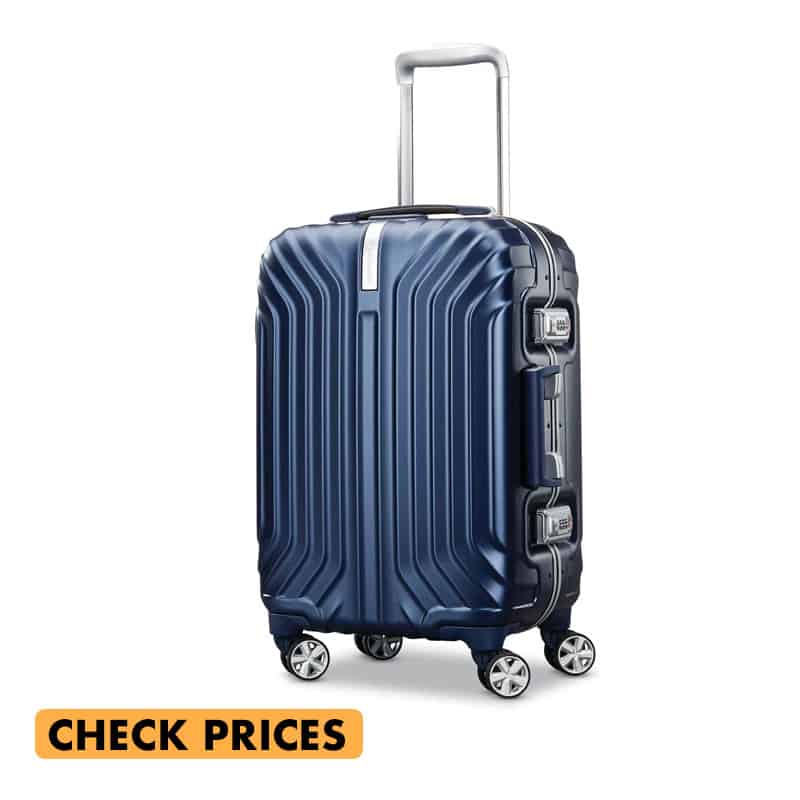 samsonite tru frame carry on spinner suitcase in navy