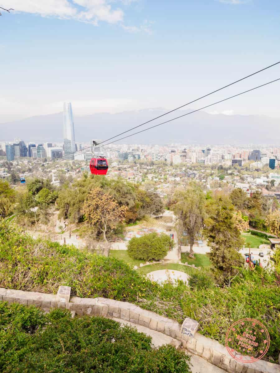 san cristobal hill cable car view in santiago chile
