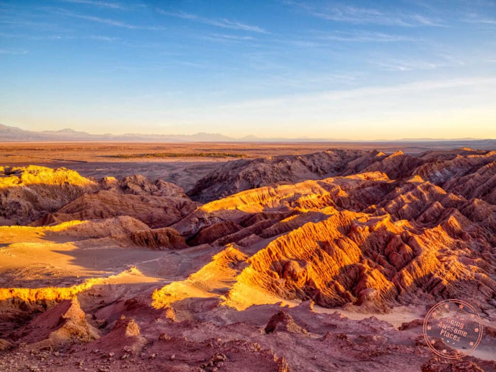 san pedro de atacama travel guide with sunset of valle de la luna