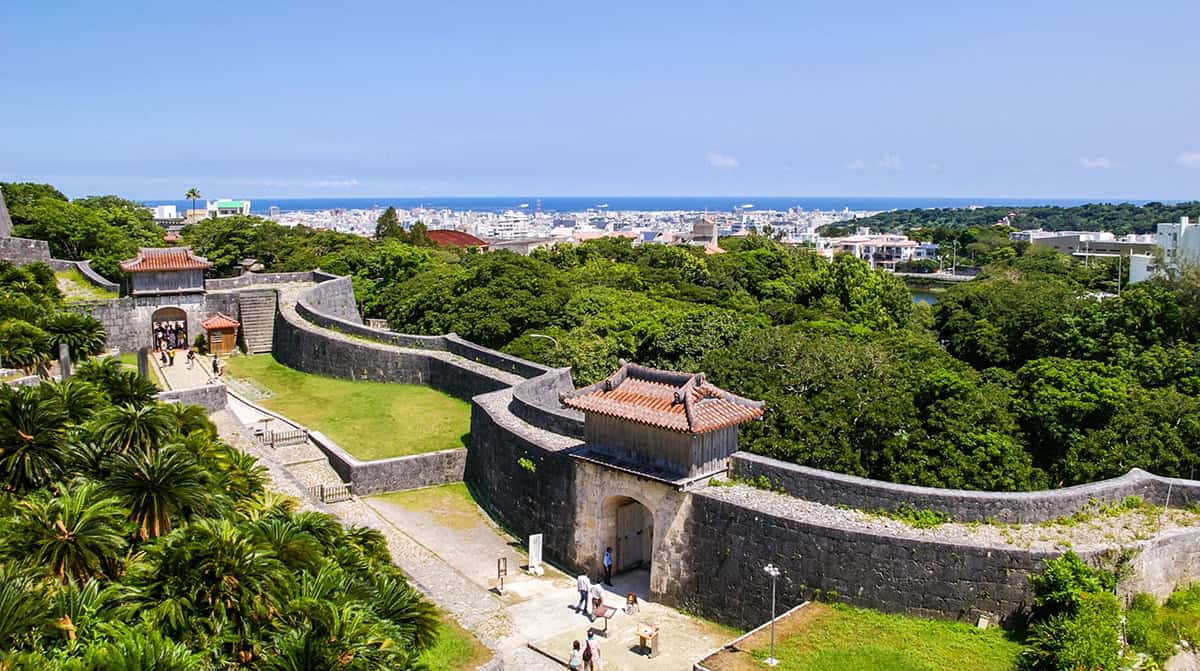 shuri castle walls from above
