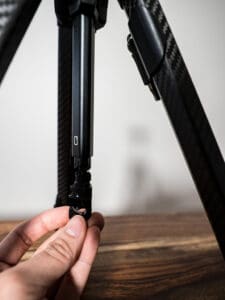 smartphone holder hidden in center column of peak design travel tripod