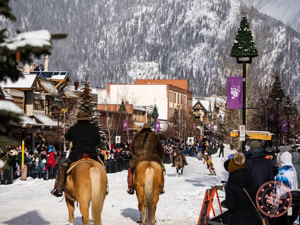 snowdays skijoring show banff in winter