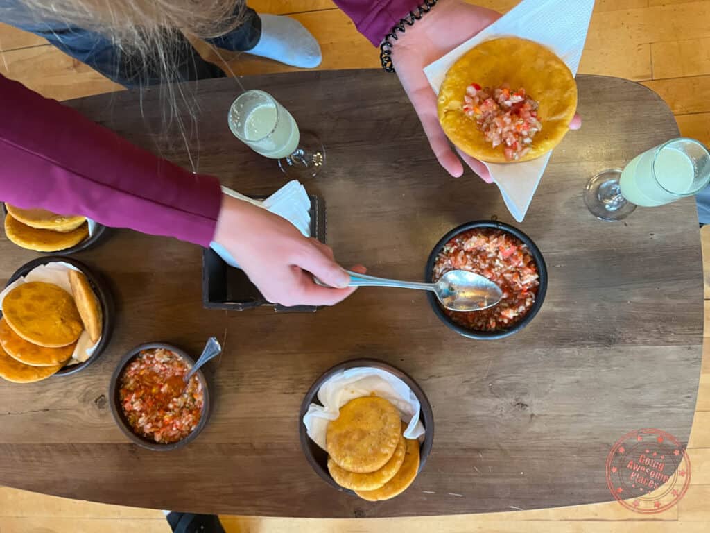 sopaipilla with salsa snack in chile