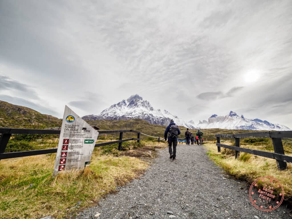 start of french valley hike on the w trek in torres del paine national park