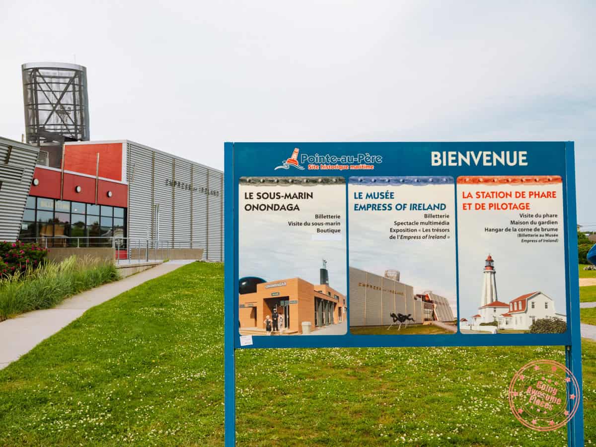 sign with three attractions at pointe au pere