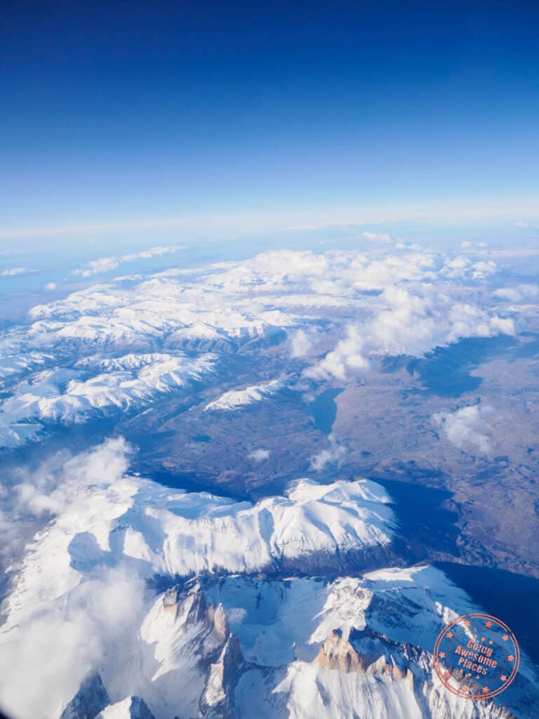 torres del paine from sky airlines flight