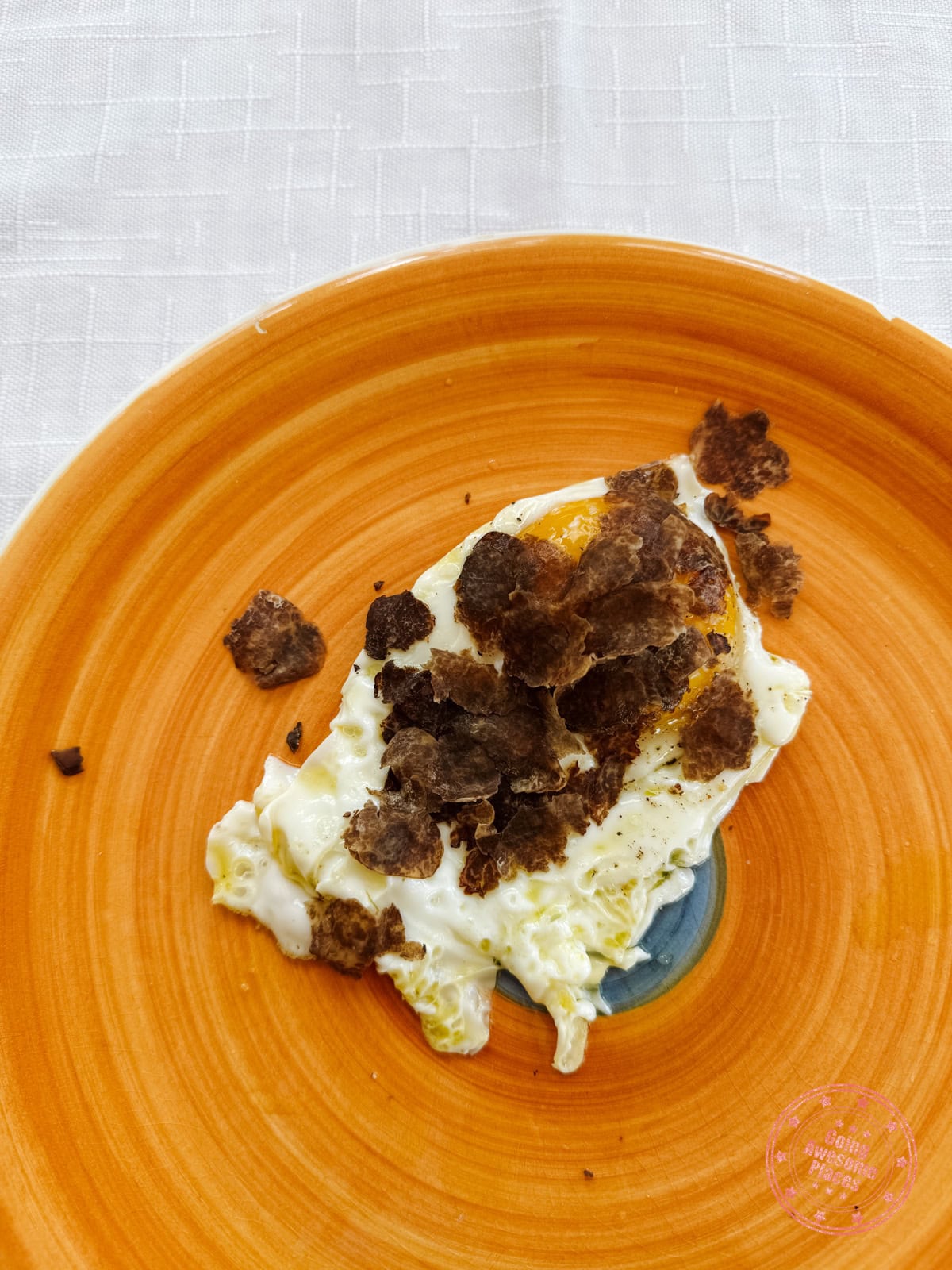 truffles on omelette dish at c'era una volta