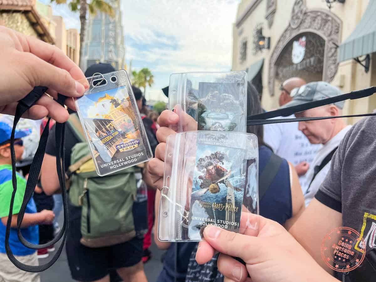 universal studios hollywood express pass badges with lanyard and card holders