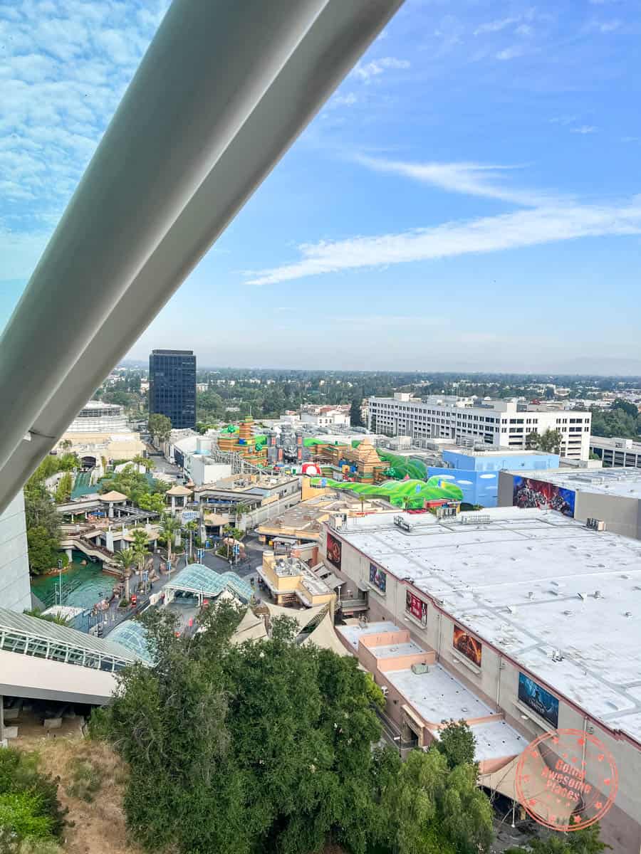 view of universal studios hollywood lower lot from escalator