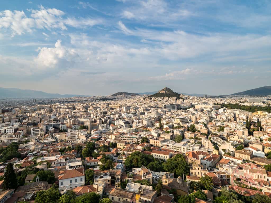 view from acropolis hill in athens