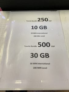 vodafone egypt tourist sim package prices