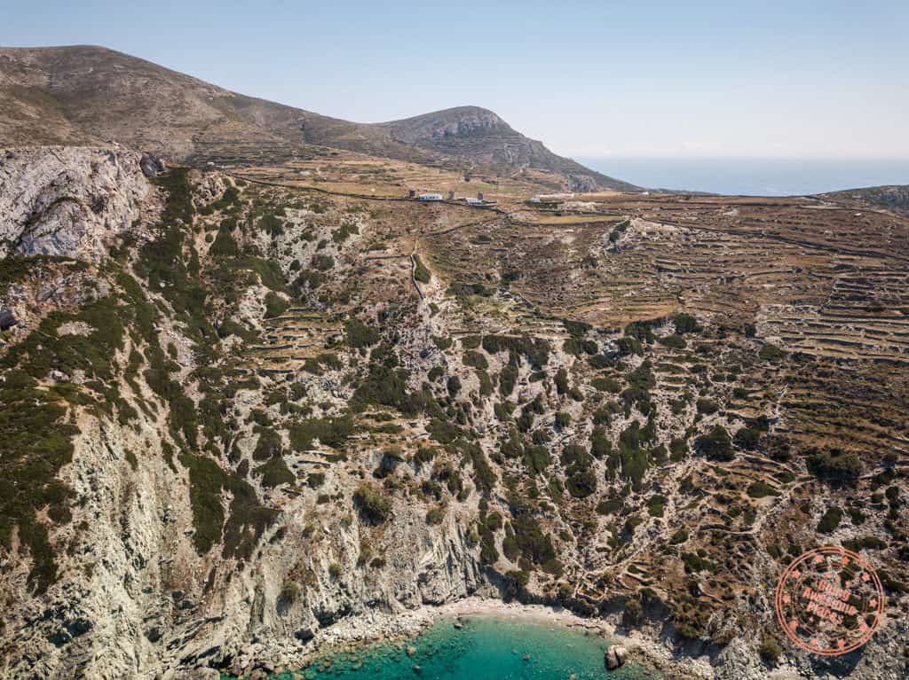 vorina beach in folegandros aerial