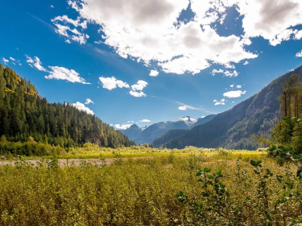 Squamish River view of mountains and the valley